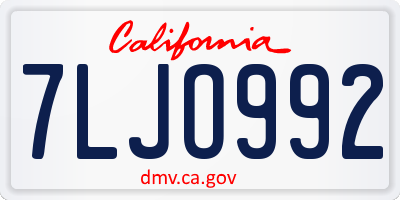 CA license plate 7LJO992