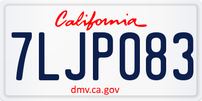 CA license plate 7LJP083