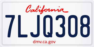 CA license plate 7LJQ308