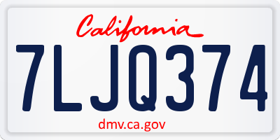 CA license plate 7LJQ374