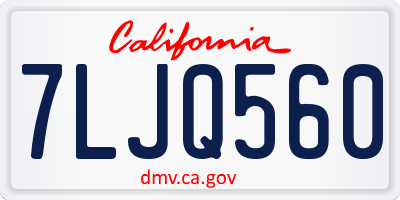 CA license plate 7LJQ560