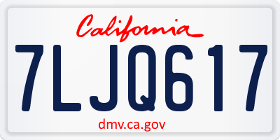 CA license plate 7LJQ617