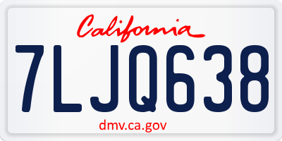 CA license plate 7LJQ638