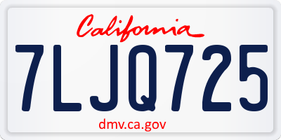 CA license plate 7LJQ725