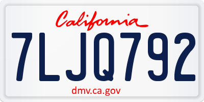 CA license plate 7LJQ792