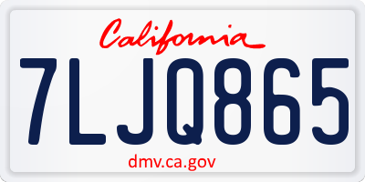 CA license plate 7LJQ865
