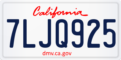 CA license plate 7LJQ925