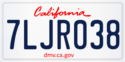 CA license plate 7LJR038