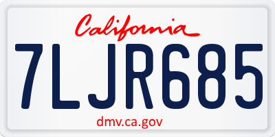 CA license plate 7LJR685