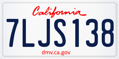 CA license plate 7LJS138