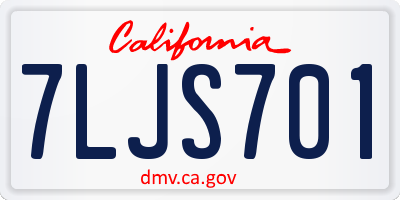 CA license plate 7LJS701