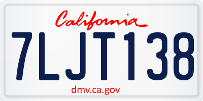 CA license plate 7LJT138