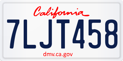 CA license plate 7LJT458