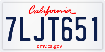 CA license plate 7LJT651