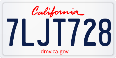 CA license plate 7LJT728