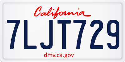 CA license plate 7LJT729