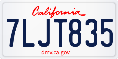 CA license plate 7LJT835