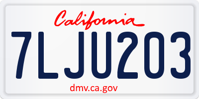 CA license plate 7LJU203