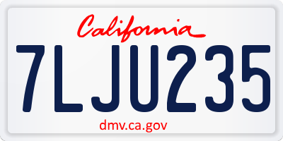 CA license plate 7LJU235