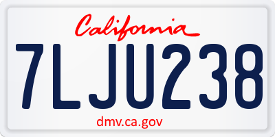 CA license plate 7LJU238