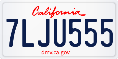 CA license plate 7LJU555