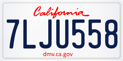 CA license plate 7LJU558