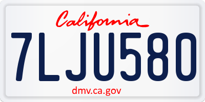 CA license plate 7LJU580