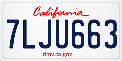 CA license plate 7LJU663