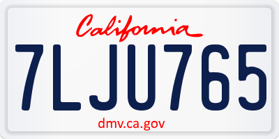 CA license plate 7LJU765