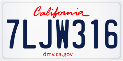 CA license plate 7LJW316