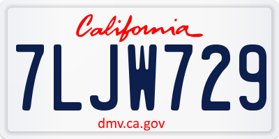 CA license plate 7LJW729
