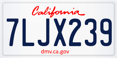 CA license plate 7LJX239