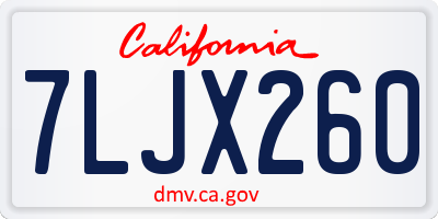 CA license plate 7LJX260