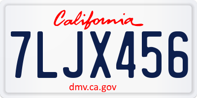 CA license plate 7LJX456