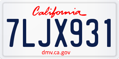 CA license plate 7LJX931