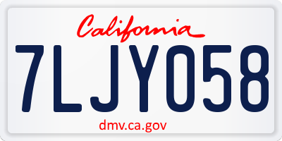 CA license plate 7LJY058