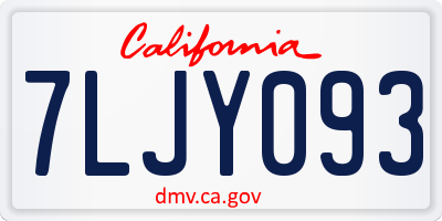 CA license plate 7LJY093