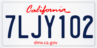 CA license plate 7LJY102