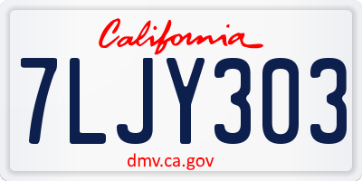 CA license plate 7LJY303