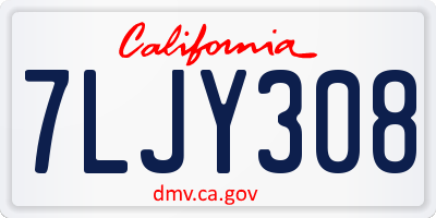 CA license plate 7LJY308