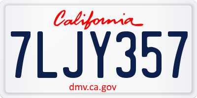 CA license plate 7LJY357