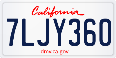 CA license plate 7LJY360