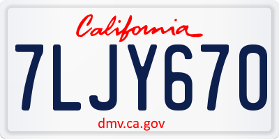 CA license plate 7LJY670
