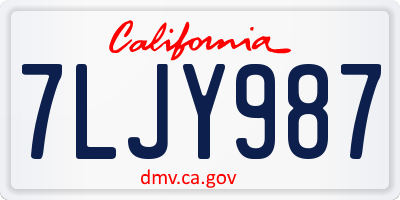 CA license plate 7LJY987