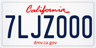 CA license plate 7LJZ000