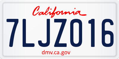 CA license plate 7LJZ016