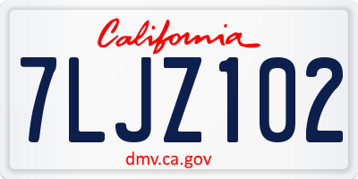 CA license plate 7LJZ102