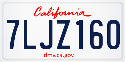 CA license plate 7LJZ160