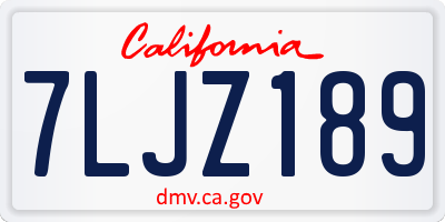 CA license plate 7LJZ189
