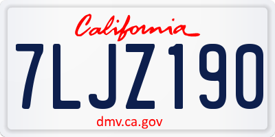 CA license plate 7LJZ190